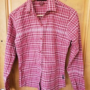 Volcom red plaid button up blouse